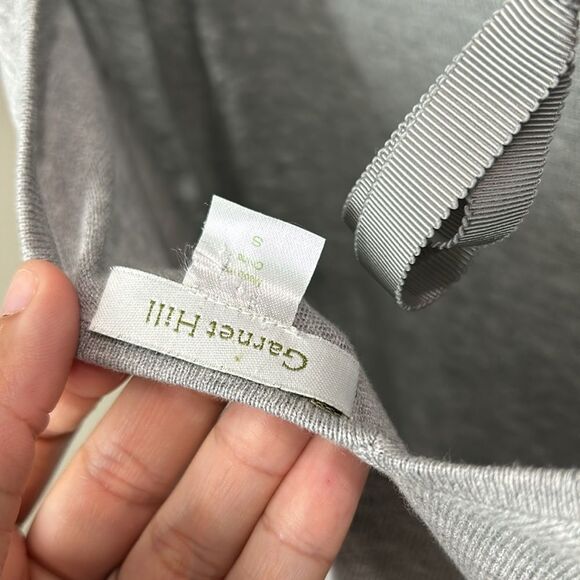 Garnet Hill Heathered Grey Silk Cotton Blend Knit Top Tie Back - Picture 8 of 8